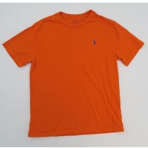 Polo Ralph Lauren Kids Orange Crew Neck T Shirt Short Sleeve Pony Logo Size L